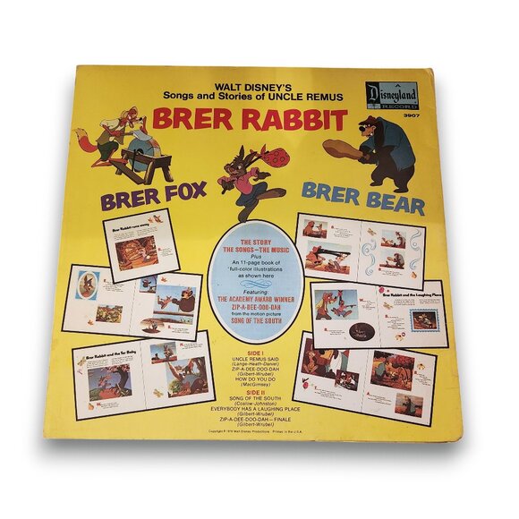 Vintage 1970 Disney Uncle Remus Brer Rabbit Bear Fox Vinyl LP 33 RPM - Picture 2 of 9